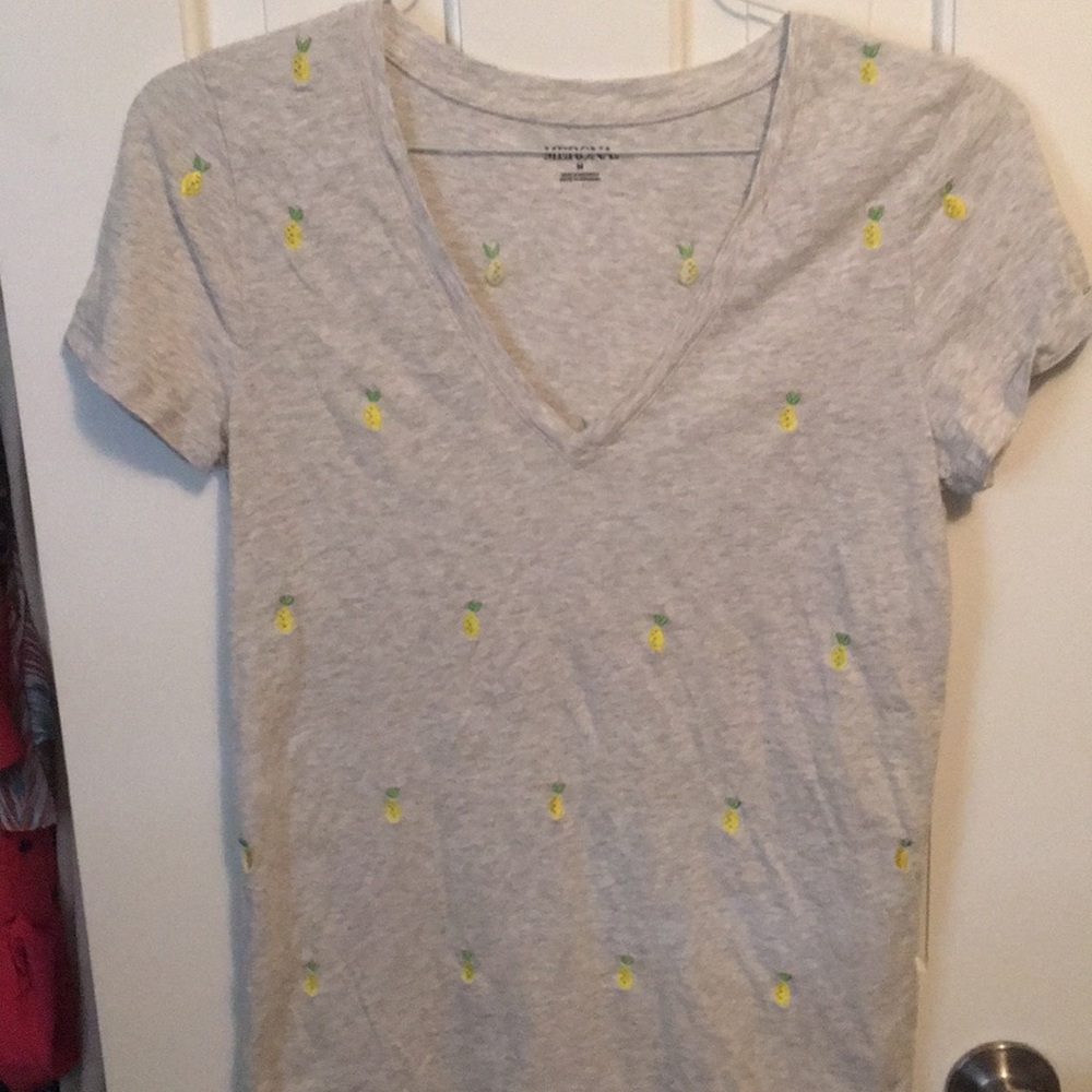 Gray Merona Tee with Embroidered Pinapples